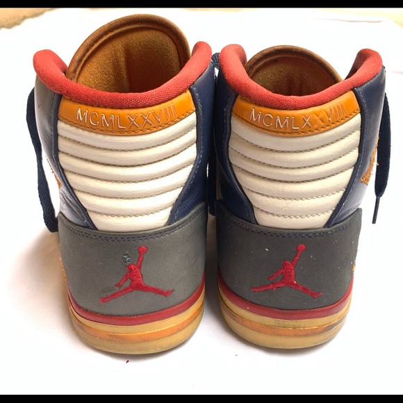Air Jordan Nike High Top Shoe Blue White Orange Multicolor  - Size 10 - Picture 3 of 7